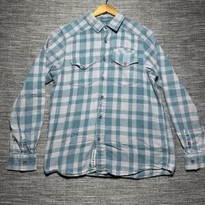 Kavu Button Up Shirt Men's S Gray Plaid Long Sleeve Pockets